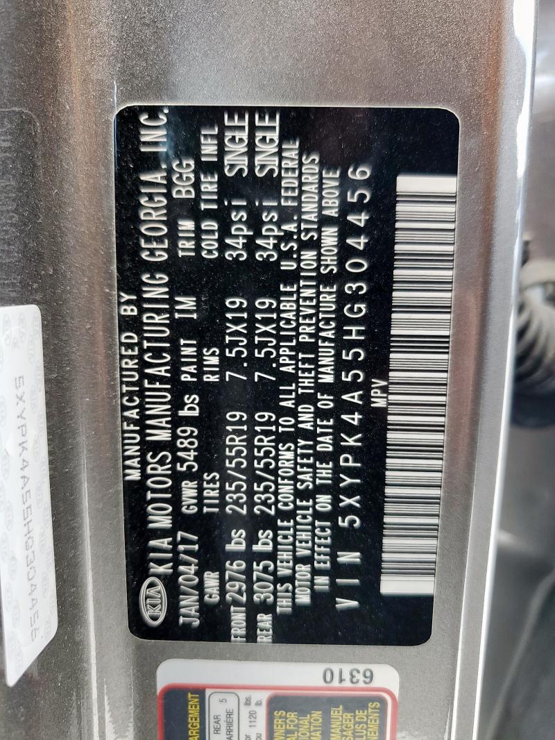 2017 KIA SORENTO SX 5XYPK4A55HG304456