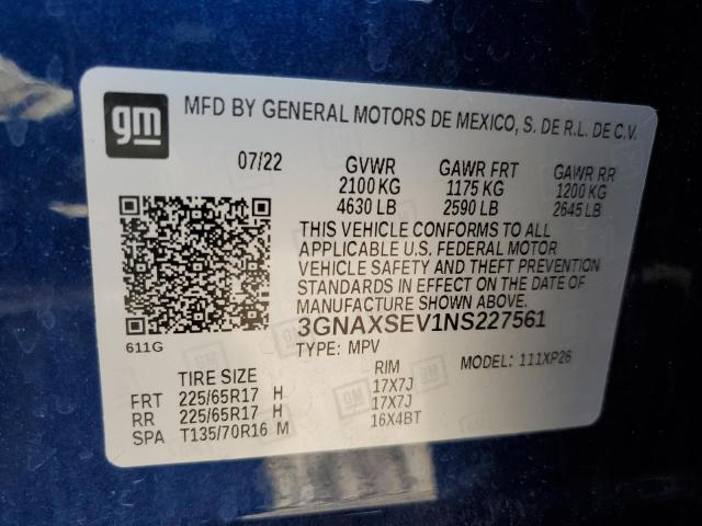 2022 CHEVROLET EQUINOX LS - 3GNAXSEV1NS227561