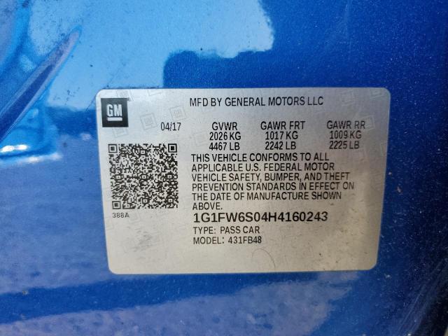2017 CHEVROLET BOLT EV LT - 1G1FW6S04H4160243