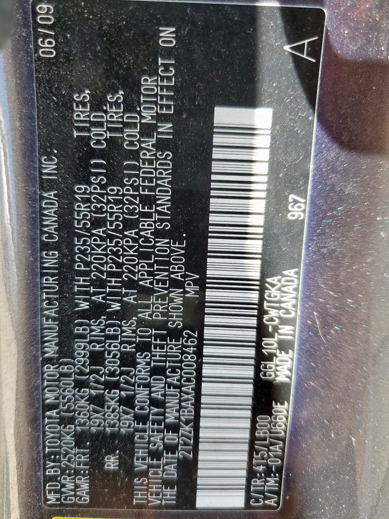 2010 LEXUS RX 350 - 2T2ZK1BAXAC008462