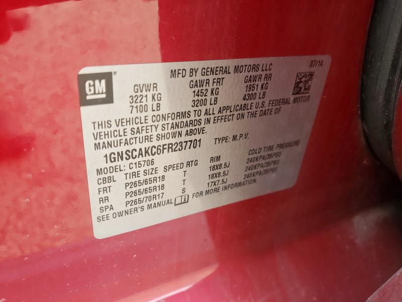 2015 CHEVROLET TAHOE 1GNSCAKC6FR237701