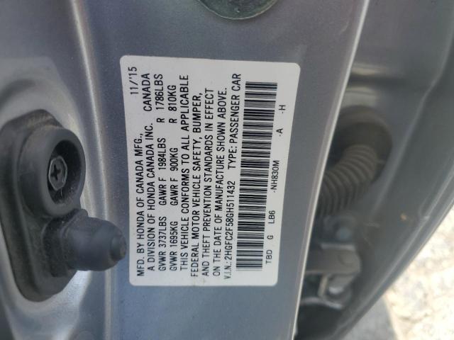 2016 HONDA CIVIC LX 2HGFC2F58GH511432