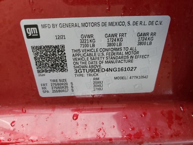2022 GMC SIERRA LIM 3GTU9DED4NG161027