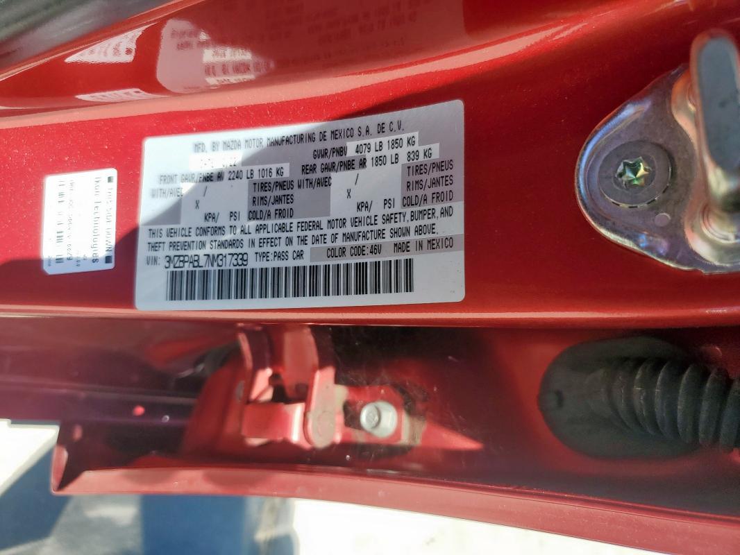 2022 MAZDA 3 SELECT - 3MZBPABL7NM317339