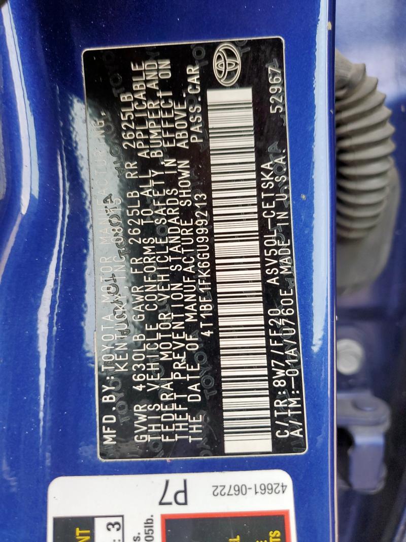 2016 TOYOTA CAMRY LE - 4T1BF1FK6GU999213