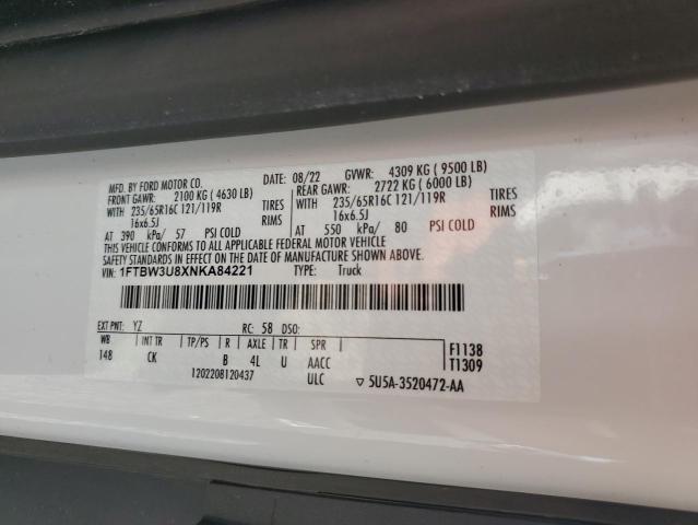 2022 FORD TRANSIT T- 1FTBW3U8XNKA84221