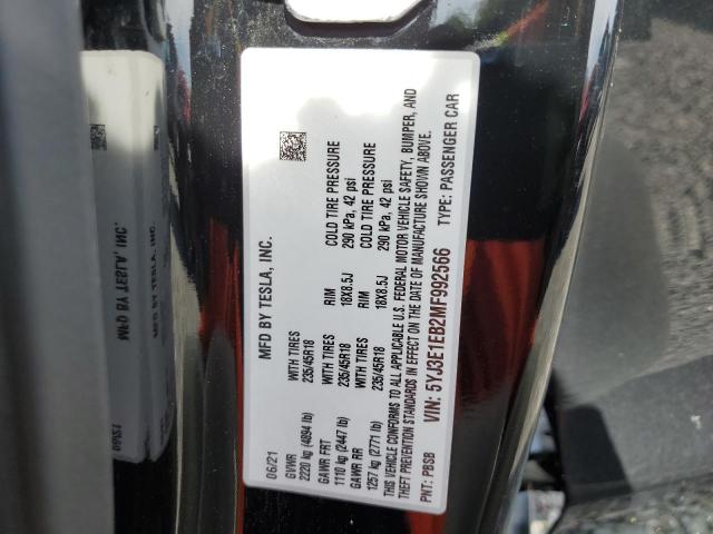 2021 TESLA MODEL 3 5YJ3E1EB2MF992566