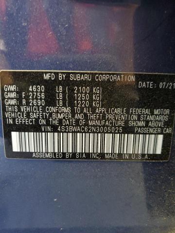 2022 SUBARU LEGACY PRE 4S3BWAC62N3005025