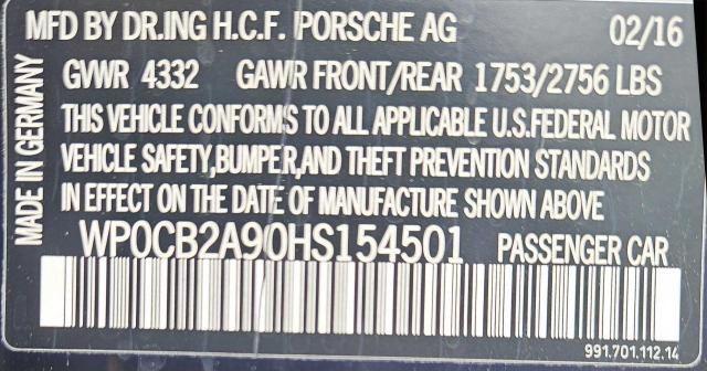 2017 PORSCHE 911 CARRER WP0CB2A90HS154501