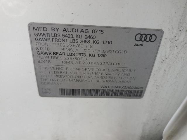 2016 AUDI Q5 PREMIUM WA1C2AFPXGA023639