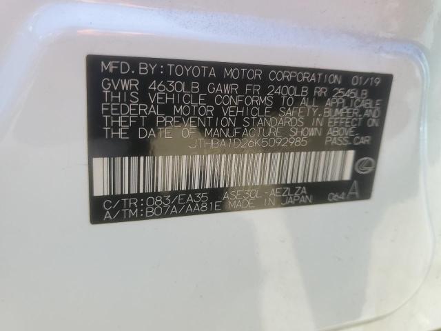 2019 LEXUS IS 300 JTHBA1D26K5092985