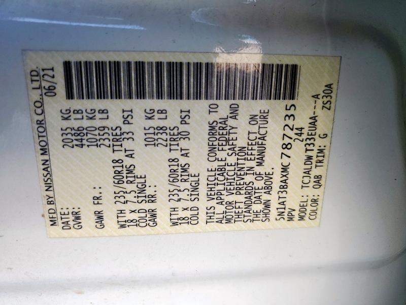 2021 NISSAN ROGUE SV 5N1AT3BAXMC787235