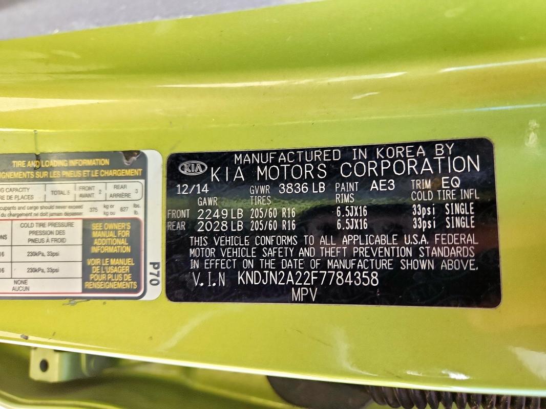 2015 KIA SOUL KNDJN2A22F7784358