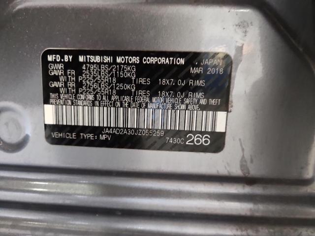 2018 MITSUBISHI OUTLANDER JA4AD2A30JZ055259