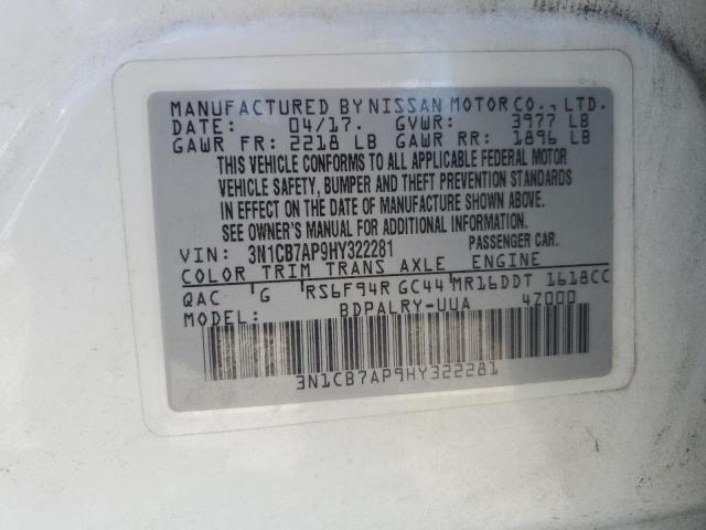 2017 NISSAN SENTRA SR - 3N1CB7AP9HY322281