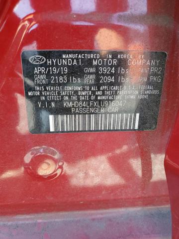 2020 HYUNDAI ELANTRA SEL KMHD84LFXLU916047