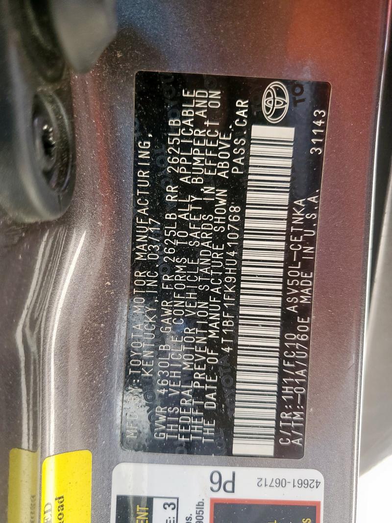 2017 TOYOTA CAMRY LE - 4T1BF1FK9HU410768