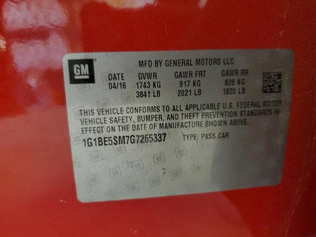 2016 CHEVROLET CRUZE LT 1G1BE5SM7G7265337