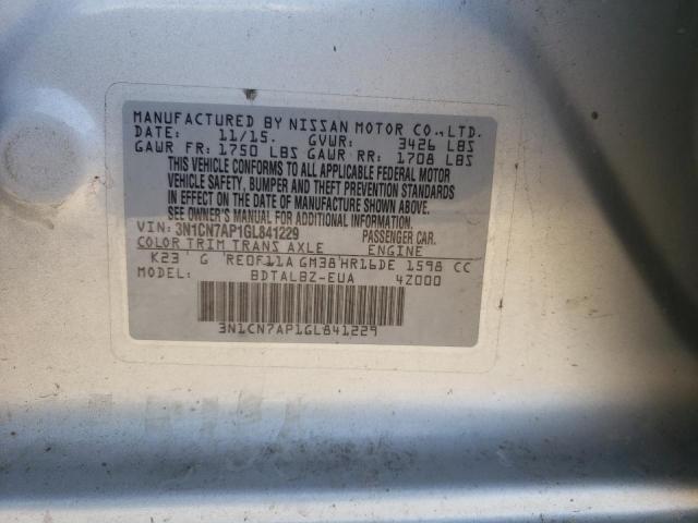 2016 NISSAN VERSA S 3N1CN7AP1GL841229