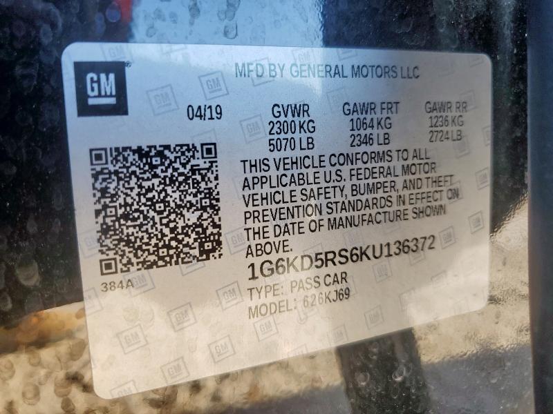 2019 CADILLAC CT6 PREMIU - 1G6KD5RS6KU136372