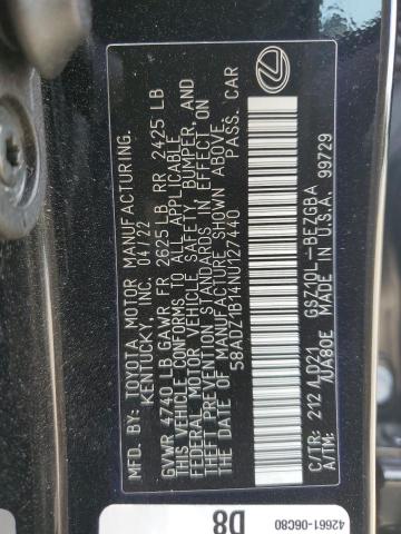 2022 LEXUS ES 350 BAS 58ADZ1B14NU127440