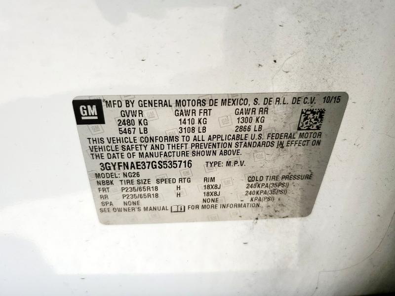 2016 CADILLAC SRX 3GYFNAE37GS535716
