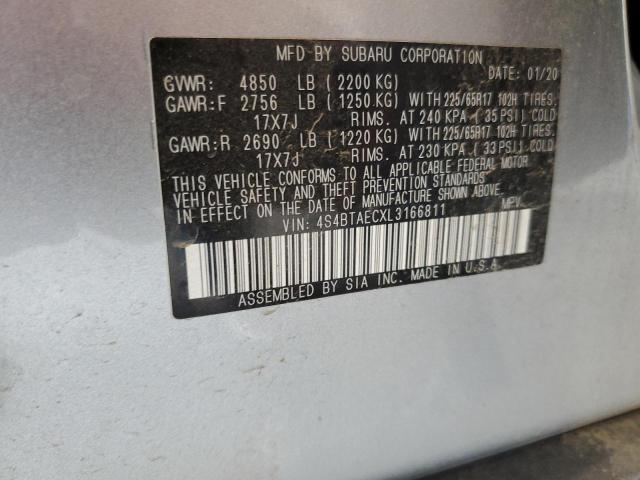 2020 SUBARU OUTBACK PR 4S4BTAECXL3166811
