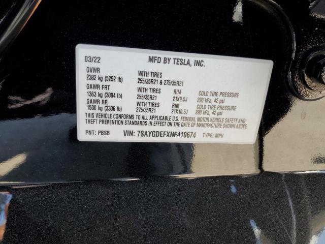 2022 TESLA MODEL Y 7SAYGDEFXNF410674