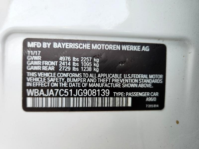 2018 BMW 530 XI WBAJA7C51JG908139