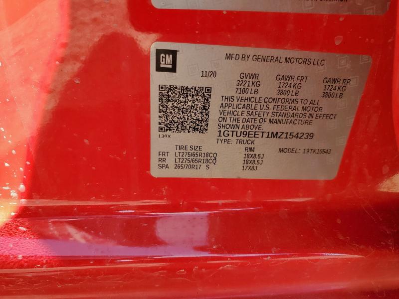2021 GMC SIERRA K15 1GTU9EET1MZ154239