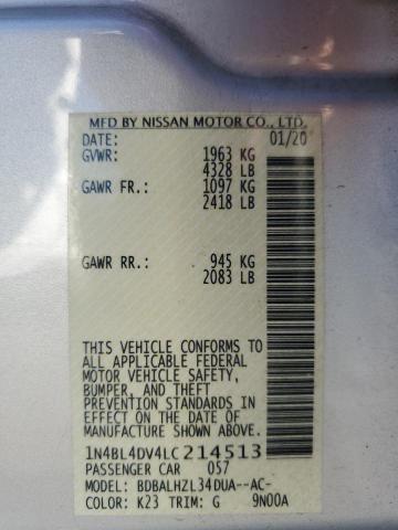 2020 NISSAN ALTIMA SV - 1N4BL4DV4LC214513
