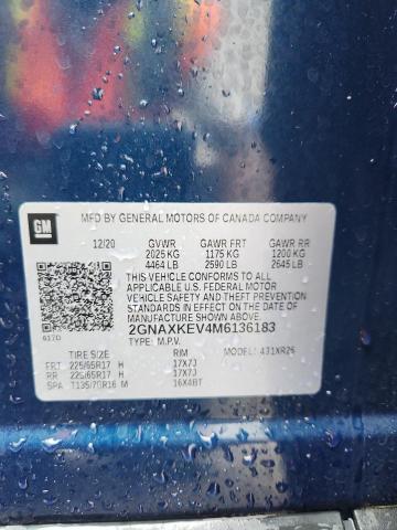2021 CHEVROLET EQUINOX LT 2GNAXKEV4M6136183