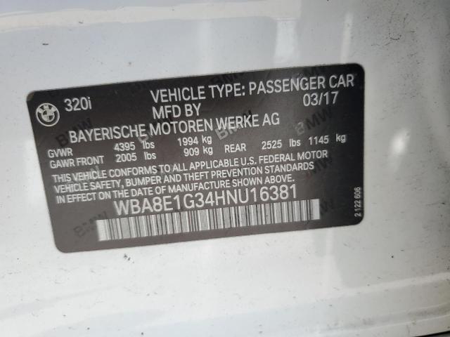 2017 BMW 320 I WBA8E1G34HNU16381