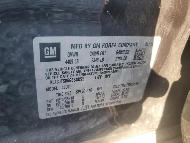 2016 BUICK ENCORE CON KL4CJFSB6GB648222