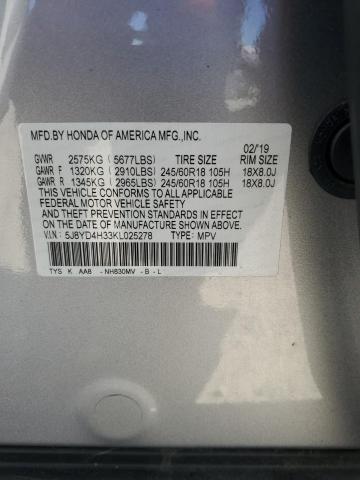 2019 ACURA MDX 5J8YD4H33KL025278