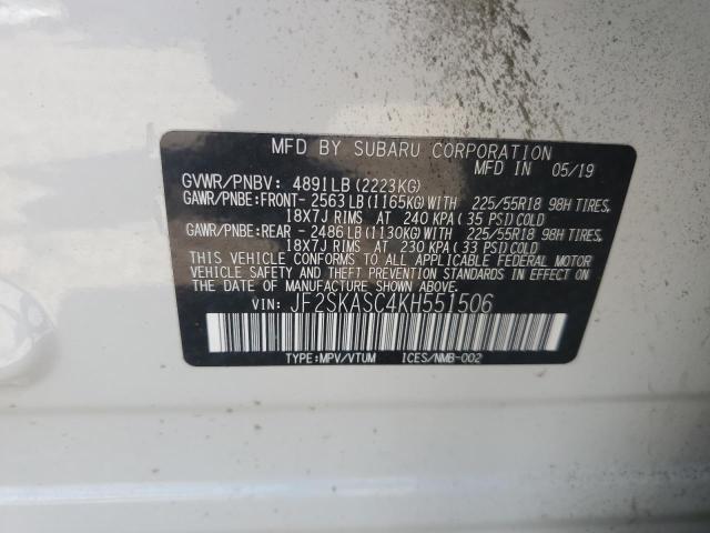 2019 SUBARU FORESTER L JF2SKASC4KH551506