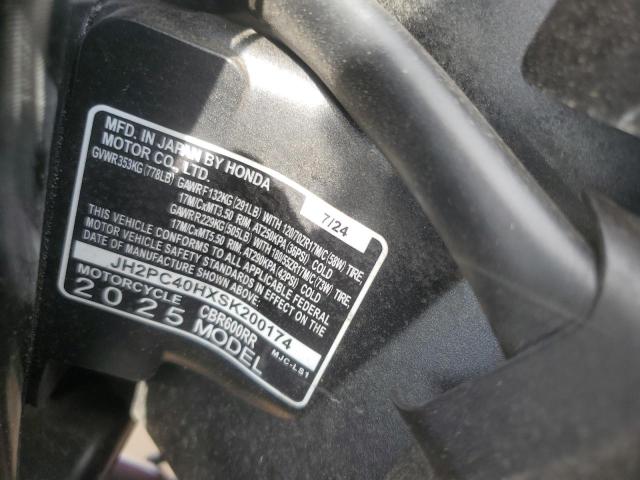 2025 HONDA CBR600 RR JH2PC40HXSK200174