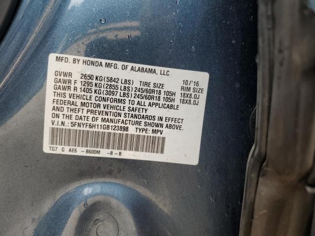 2016 HONDA PILOT LX 5FNYF6H11GB123898