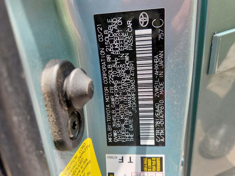 2021 TOYOTA PRIUS SPEC JTDKAMFUXM3147891