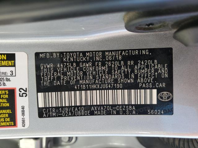 2018 TOYOTA CAMRY L - 4T1B11HKXJU647190