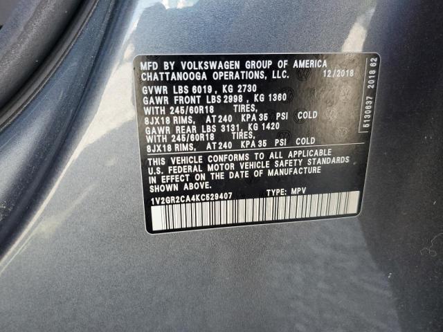2019 VOLKSWAGEN ATLAS S 1V2GR2CA4KC529407