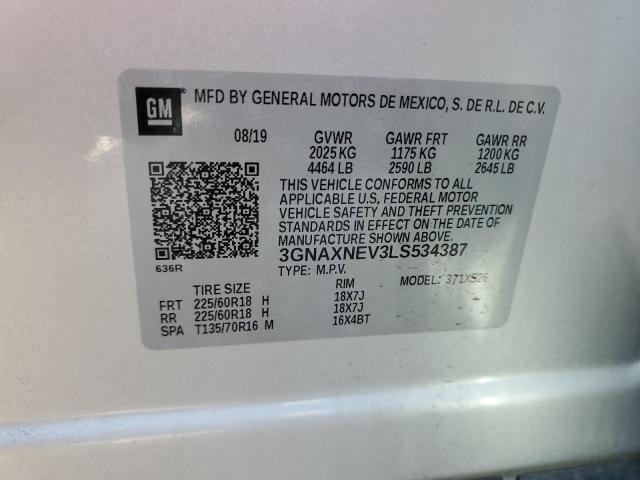 2020 CHEVROLET EQUINOX PR 3GNAXNEV3LS534387