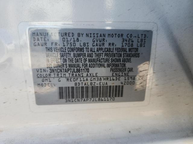 2018 NISSAN VERSA S - 3N1CN7AP7JL861170