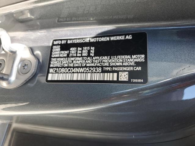 2022 TOYOTA SUPRA BASE WZ1DB0C04NW052938