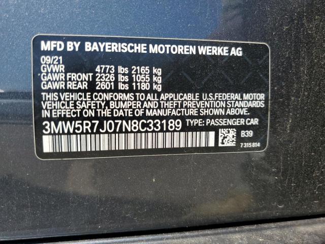 2022 BMW 330XI 3MW5R7J07N8C33189