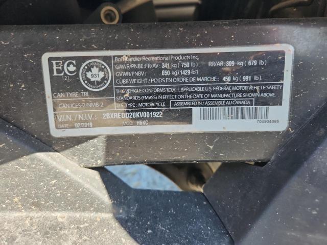 2019 CAN-AM SPYDER ROA 2BXREDD20KV001922