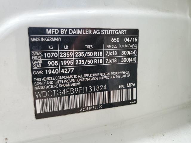 2015 MERCEDES-BENZ GLA 250 WDCTG4EB9FJ131824