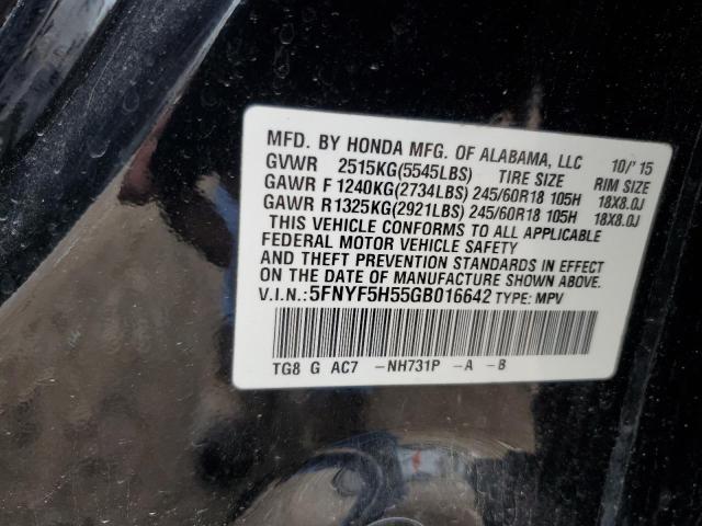 2016 HONDA PILOT EXL - 5FNYF5H55GB016642