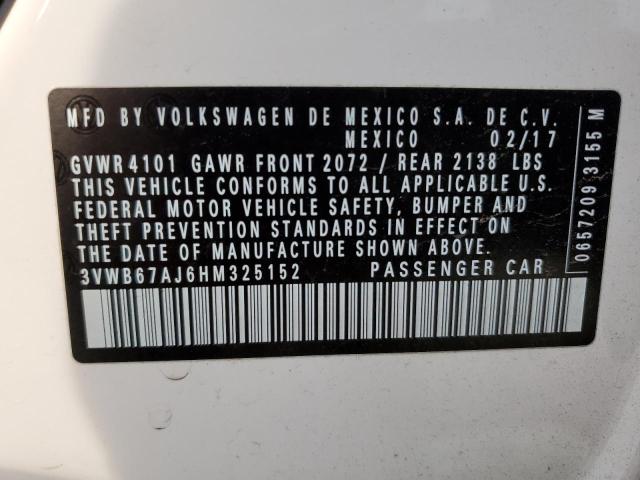 2017 VOLKSWAGEN JETTA SE 3VWB67AJ6HM325152