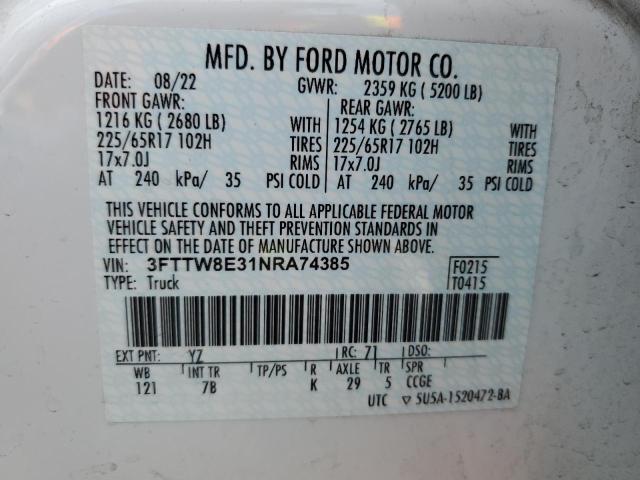 2022 FORD MAVERICK XL 3FTTW8E31NRA74385
